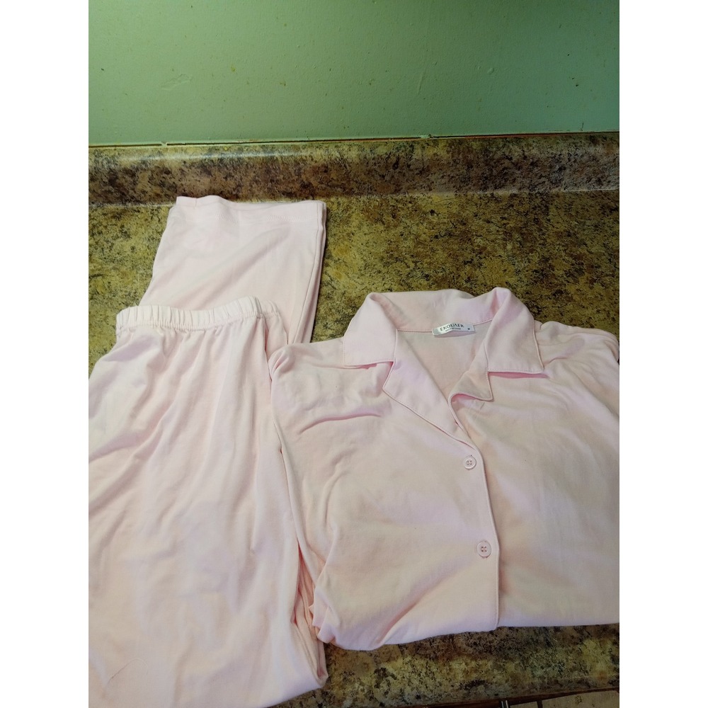Ekouaer Womens Pajama Set Pink Long Sleeve Button Down Pants 2 Piece Size M